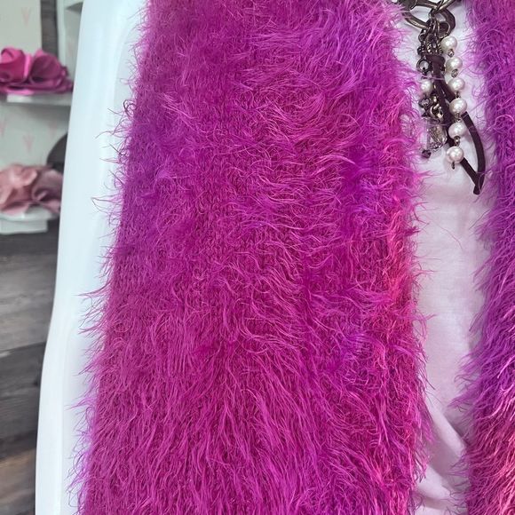 Heirloom Soft Fuzzy Asymmetrical Cowl Neck Shawl Tunic Length Vest M/L 💗 - Picture 3 of 8